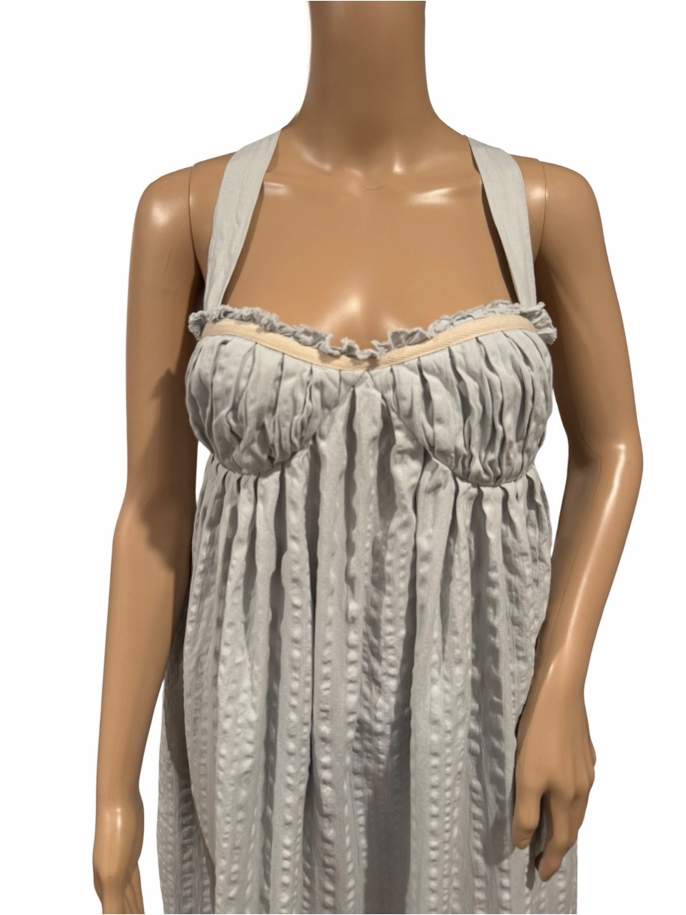 Free People FREE-EST BLUE GRAY POPPY MIDI DRESS Pleated Size M - Picture 8 of 12